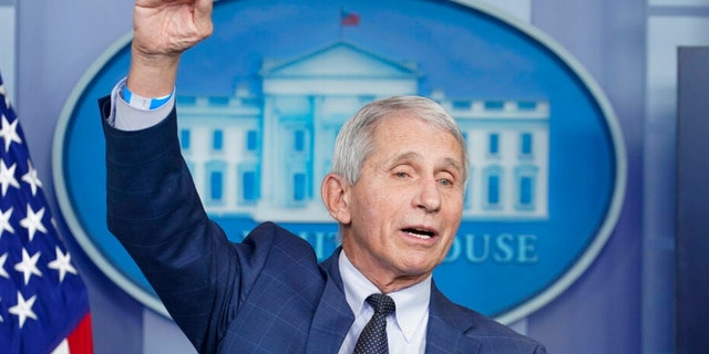 Dr. Anthony Fauci, director of the National Institute of Allergy and Infectious Diseases, speaks during the daily briefing at the White House in Washington, Wednesday, Dec. 1, 2021.