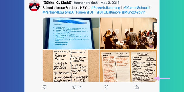 Part of the "community schools" strategy included dismantling racial oppression, according to an image a Biden official posted on Twitter.