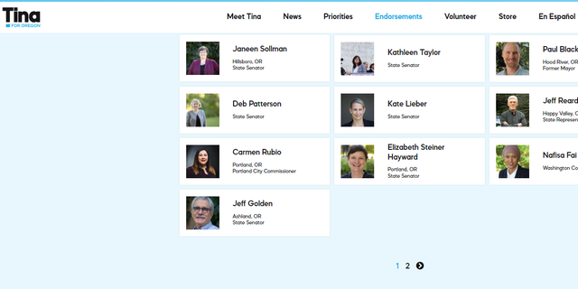 Oregon Democrat state Senator Jeff Golden's endorsement displayed on Kotek's website. (Fox News Digital screenshot)