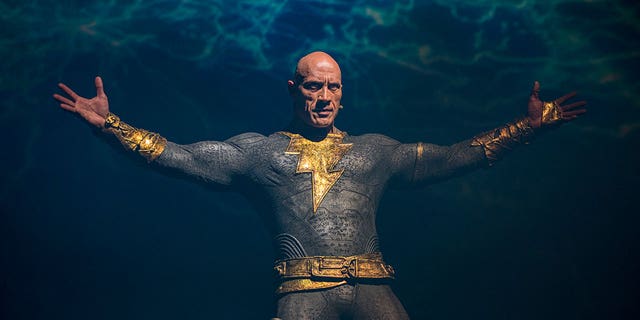 Actor Dwayne "The Rock" Johnson appears at the Warner Brothers panel promoting his upcoming film "Black Adam" at 2022 Comic-Con International in San Diego.